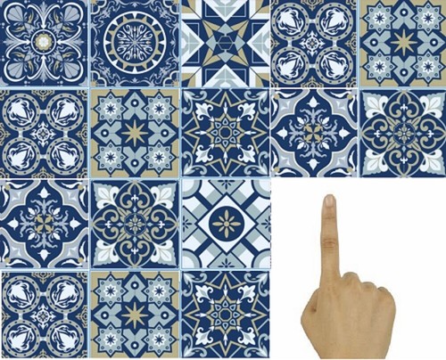 45x tile stickers - modern, navy