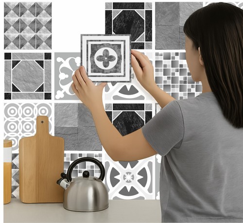 Tile stickers grey - tile, x