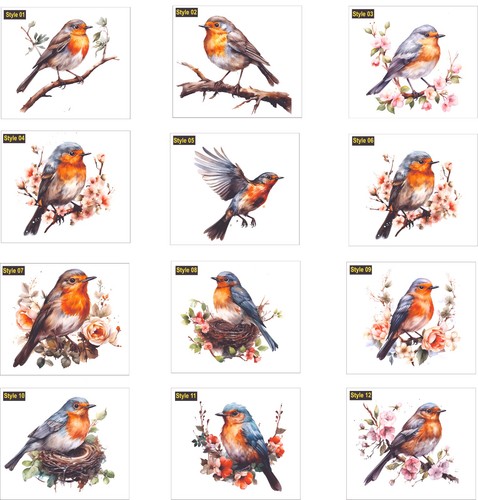 Floral bird tile stickers - floral,