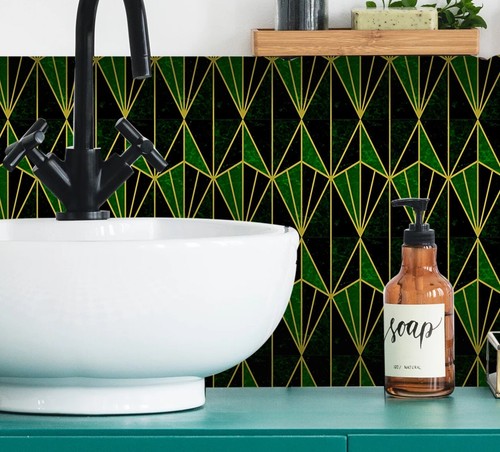 25pcs green gold mosaic - green,