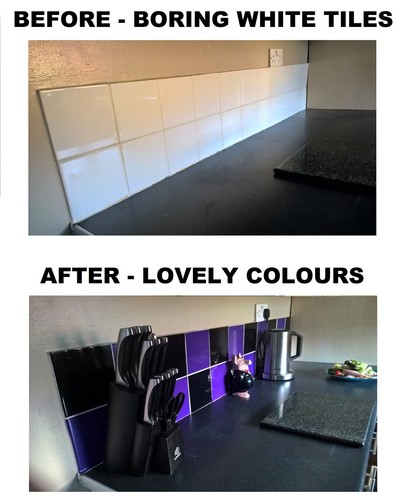 Tile stickers transfers black - tile,