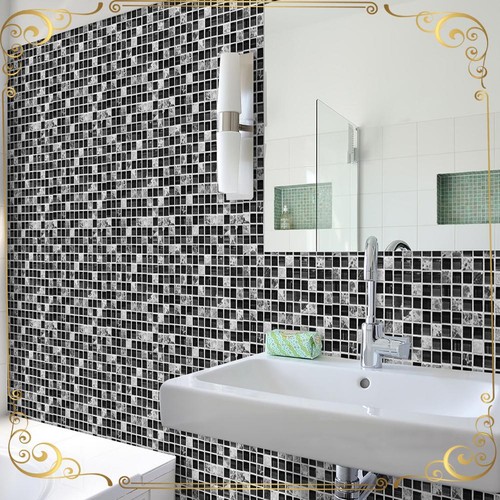 Black mosaic stone tile - stone,