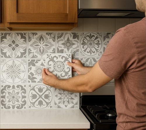 Tile stickers grey mosaic - tile,