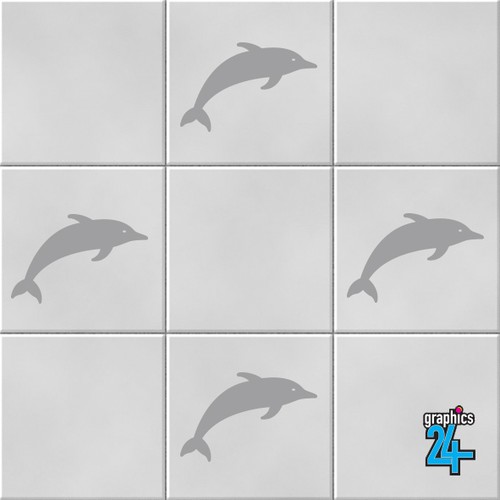 Dolphins sea vinyl wall tile - dolphins,